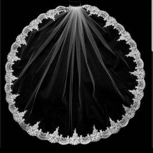 Beaded French Alençon Lace Royal Cathedral veil